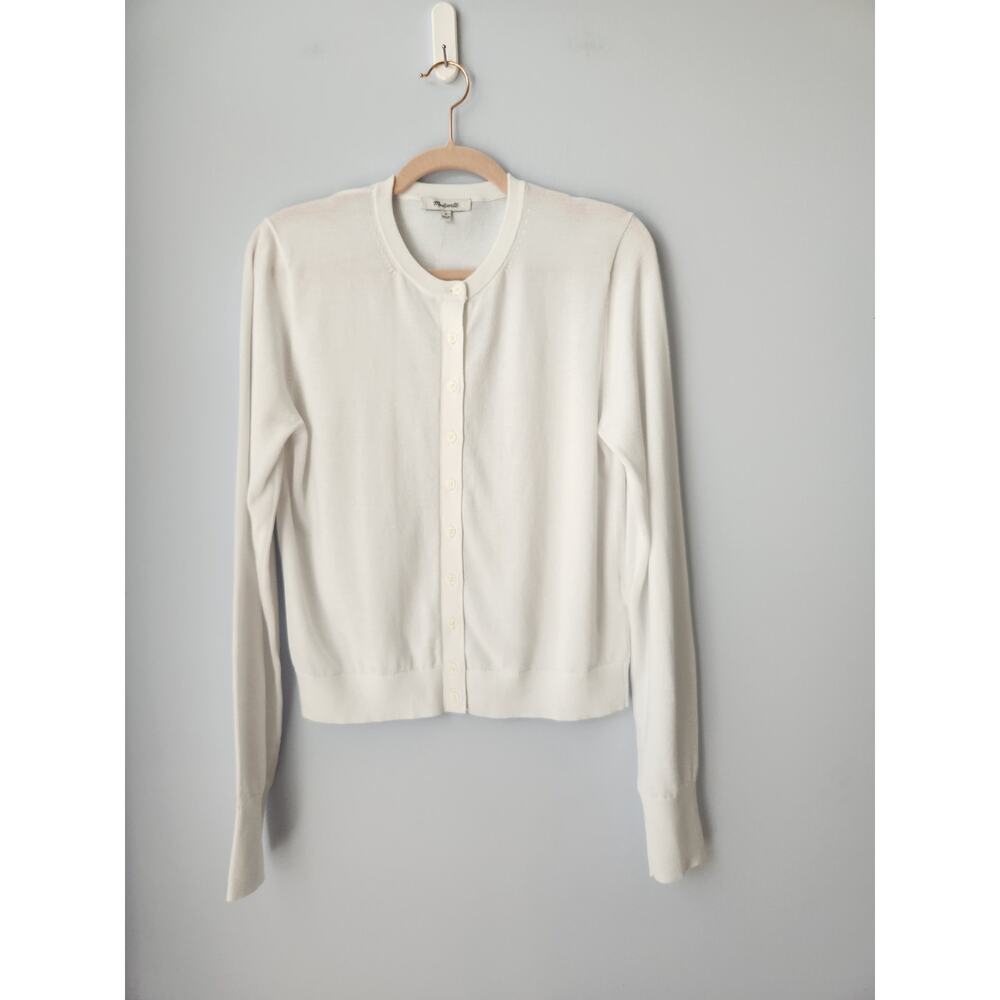 NWT Madewell Crewneck Cardigan in 100% Cotton White M - Picture 6 of 12